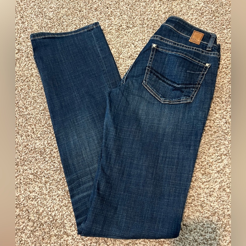 Buckle Dark Blue Straight Leg Women's Jeans 29x37.5